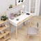 Costway Computer Desk 40'' Wooden Workstation Vanity Table with3 Drawers & Rubber Wood Legs